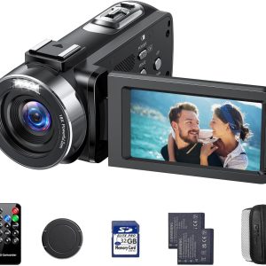 4K Video Camera Camcorder 42MP YouTube Vlogging Camera 18X Digital Zoom Webcam 3.0 Inch 270 Degree Rotation Screen Camcorders with 32G SD Card and 2 Batteries Recording While Charging