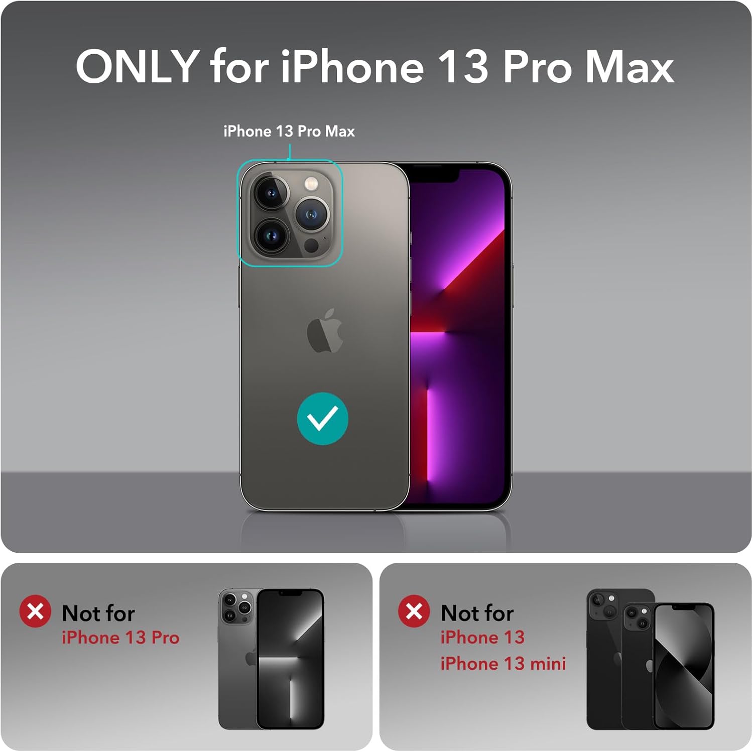 ESR Magnetic for iPhone 13 Pro Max Case, Full-Body Military-Grade Drop Proof Magsafe Phone Case for iPhone 13 Pro Max with Built-in 9H+ Tempered Glass Screen Protector and Stand, Clear Black - Image 2