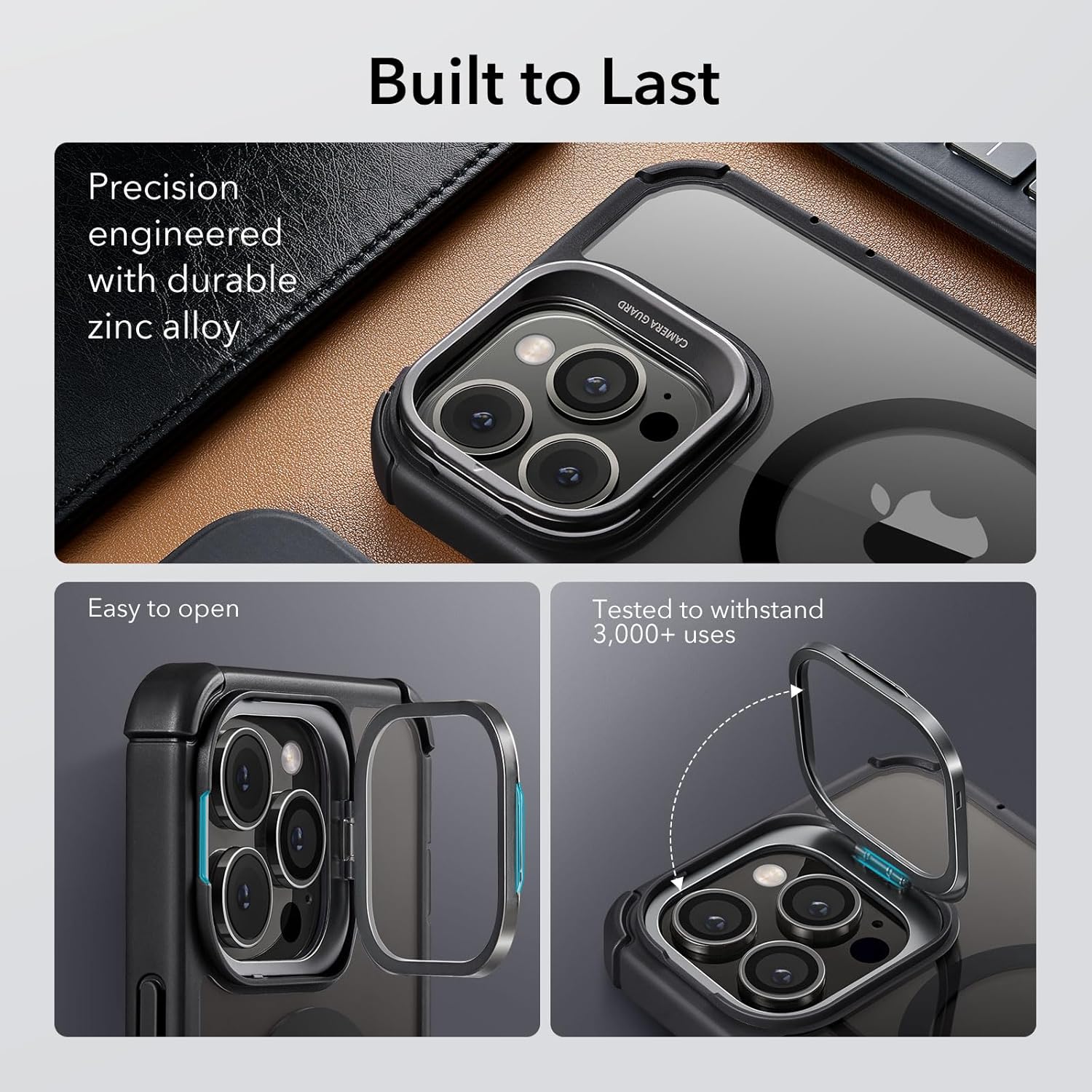 ESR Magnetic for iPhone 13 Pro Max Case, Full-Body Military-Grade Drop Proof Magsafe Phone Case for iPhone 13 Pro Max with Built-in 9H+ Tempered Glass Screen Protector and Stand, Clear Black - Image 7