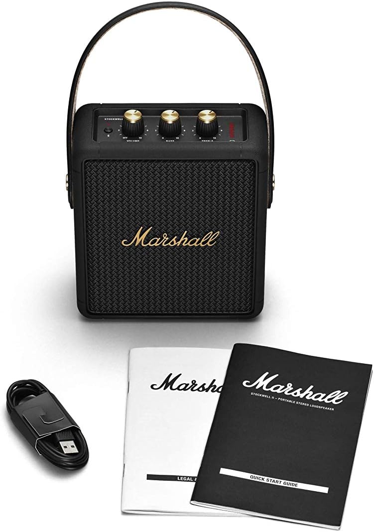 Marshall Stockwell II Portable Bluetooth Speaker, Black and Brass - Image 11